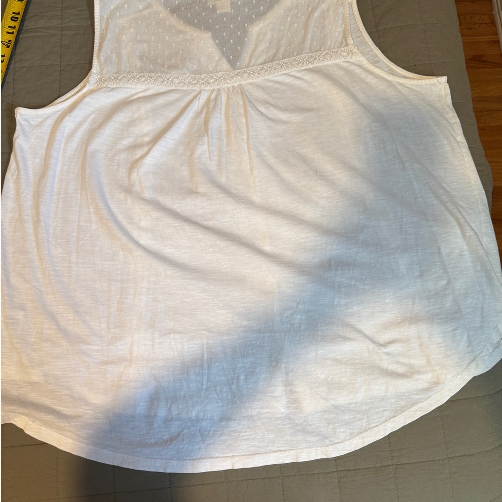 Style & Co. White Sleeveless Button-Front Lace-Trim Top - Picture 2 of 6